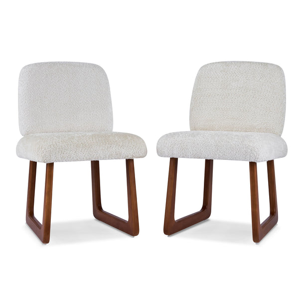 Dining Chair With Curved Legs (Set of 2) - Beige / Brown