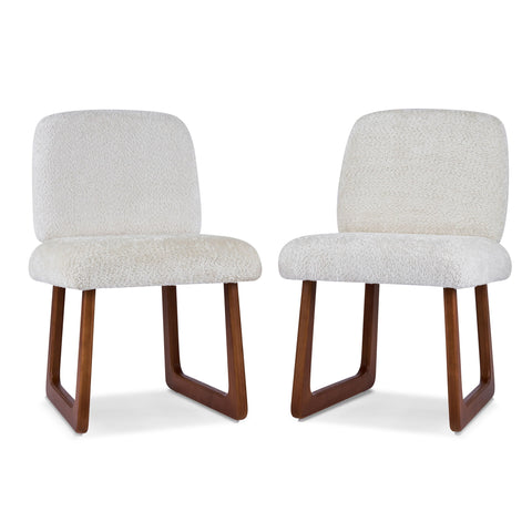 Dining Chair With Curved Legs (Set of 2) - Beige / Brown