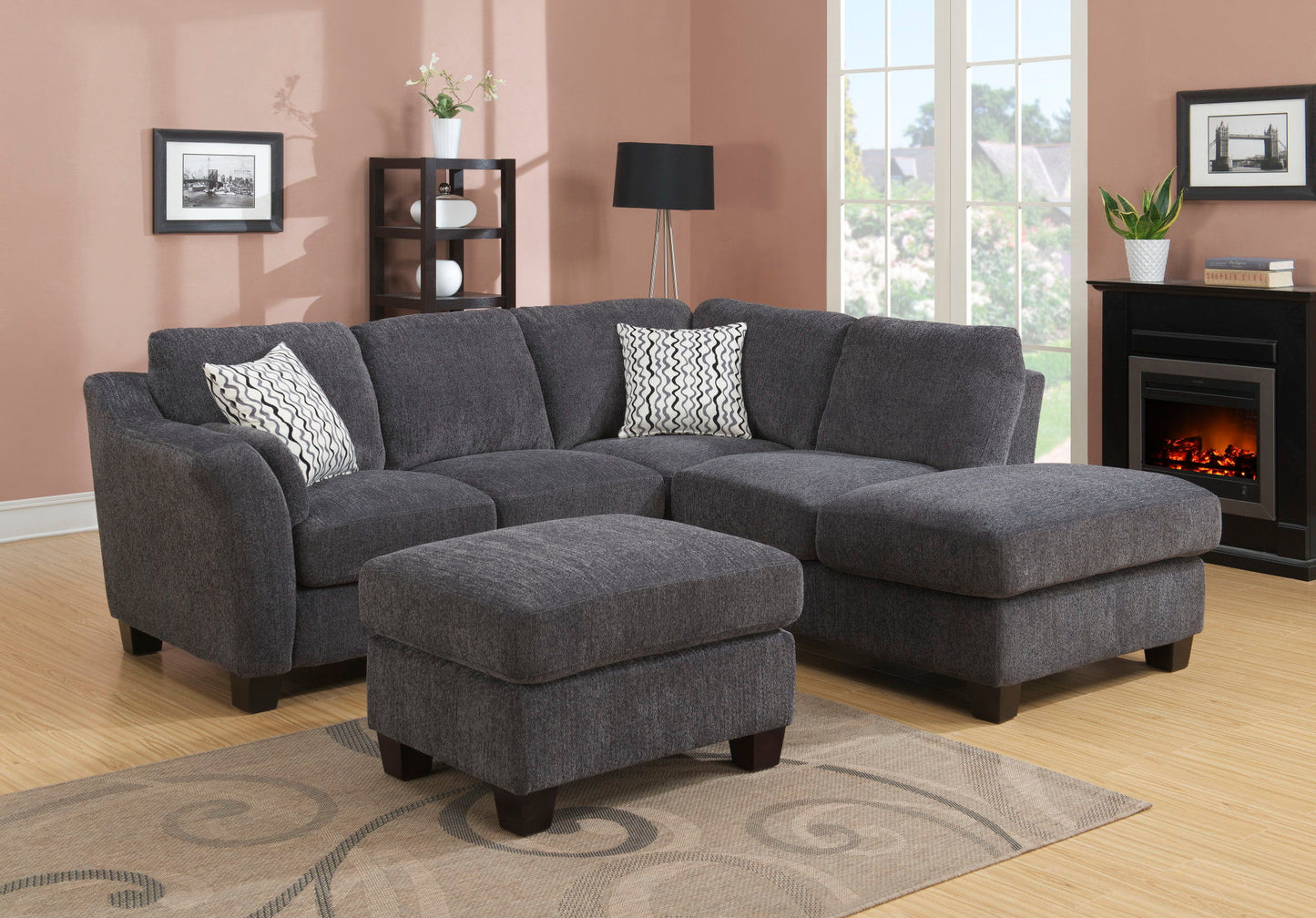 Ottoman - Gray - Wood