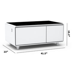 Modern Smart Coffee Table With Built-In Fridge - Bluetooth Speaker, Wireless Charging, Touch Control Panel, USB Interface, Outlet Protection, Atmosphere Light