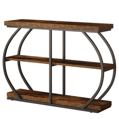 Console Table With Arched Frame, 3 Tier For Living Room - Brown / Black