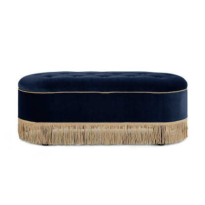 Melinda - Oval Tufted Bullion Fringe Storage Bench