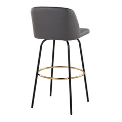 Toriano - Contemporary Fixed Height, Barstool With Swivel & Round Footrest (Set of 2)