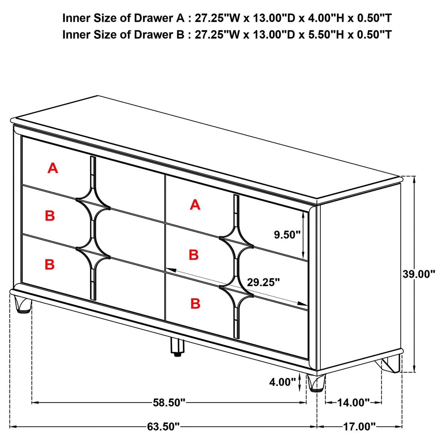 Gwendolyn - 6 Drawer Dresser Cabinet - White