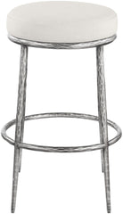 Ferro - Performance Fabric Upholstered Backless Bar Stool - Antique Silver