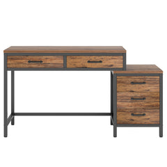 Computer Desk With Reversible 5 Drawer Storage, Frame Writing Table For Small Spaces