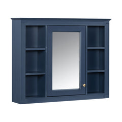 Wall Mounted Medicine Cabinet With Mirror, Storage Cabinet Featuring 6 Open Shelves And Adjustable Interior