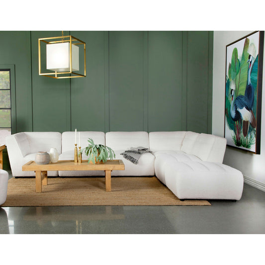 Nevve - 6 Piece Upholstered Tufted Sectional - Ivory