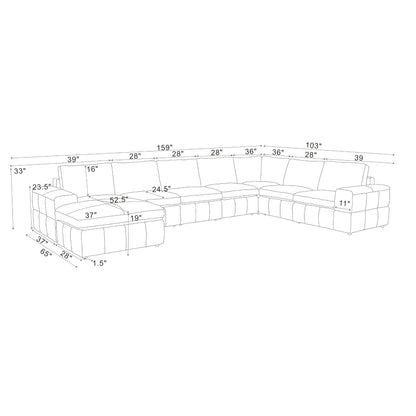 Large Square Arms Modular Sectional