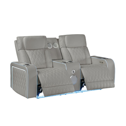 Electra - Power Reclining Loveseat With Power Headrests, Console, Speakers, Massage, LED Lighting And USB Control