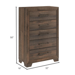 6 Drawer Wooden Dresser - Brown