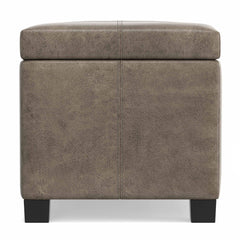Dover - Storage Ottoman In Smoky Leather With Lift Up Storage - Brown