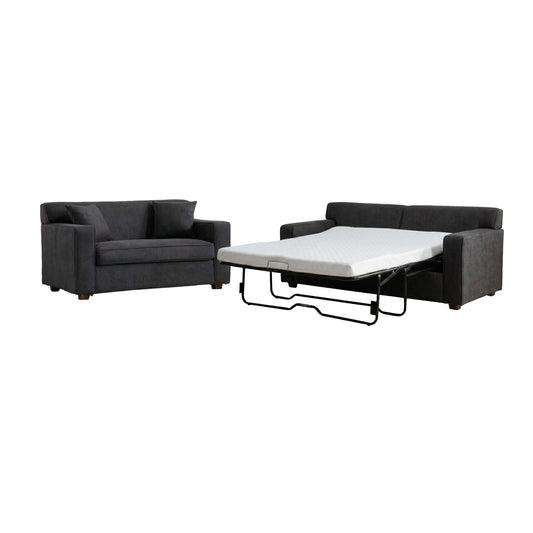 Convertible Sleeper Loveseat & Chair Set With Fold Out Mattress, Loveseat & Chair - Gray