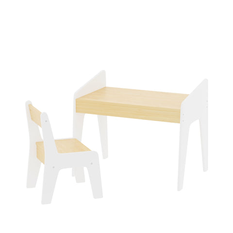 Table Set With 1 Chair, Children Study Table For Ages 2 - 8 - White