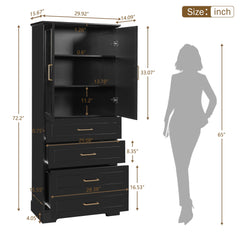 Freestanding Bathroom Cabinet With 3 Drawers, Adjustable Shelf, Soft Close Doors