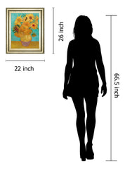 Still Life Vase With Twelve Sunflowers, January 1889 By Vincent Van Gogh - Framed Print Wall Art - Gold