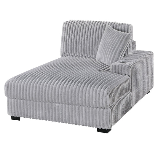 RAF Chaise With Cup Holder Modular Living Room Furniture Pillow - Gray / Mink