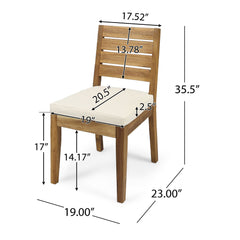 Outdoor Armless Dining Chair With Cushions (Set of 2) - Natural / Beige