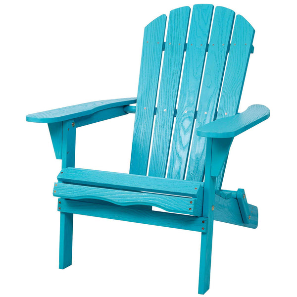 Outdoor Folding Adirondack Chair Patio With Natural Grain Texture - Turquoise Blue