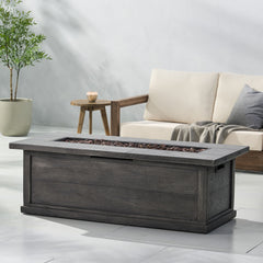 Transitional Rectangular Outdoor Propane Fire Pit With 50,000 Btu