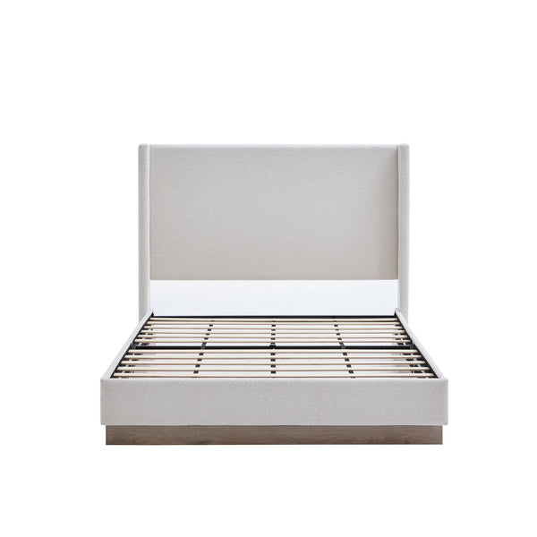 Hosford - Minimalist Upholstered Wingback Bed With Wood Base Platform