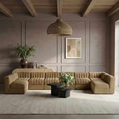 Rummi - Velvet Performance Fabric Upholstered 8 Piece Modular Sectional (With 2 Corner Chairs)