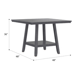 Counter Height Dining Table With Tapered Base And Lazy Susan - Gray