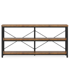 Console Table With 3 Tier Storage Shelves Finish, Slim Narrow Design For Living Entryway - Brown / Black