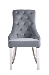 Satinka - Fabric Side Chair (Set of 2) - Gray & Mirrored Silver