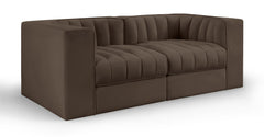 Rummi - Velvet Performance Fabric Upholstered 2 Piece Modular Loveseat