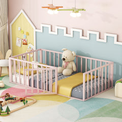 Metal Floor Bed Frame With Fence And Door