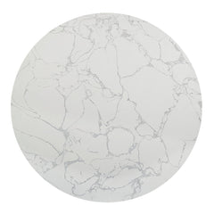 Koen - Round Dining Table, Engineering Marble Top - White & Black