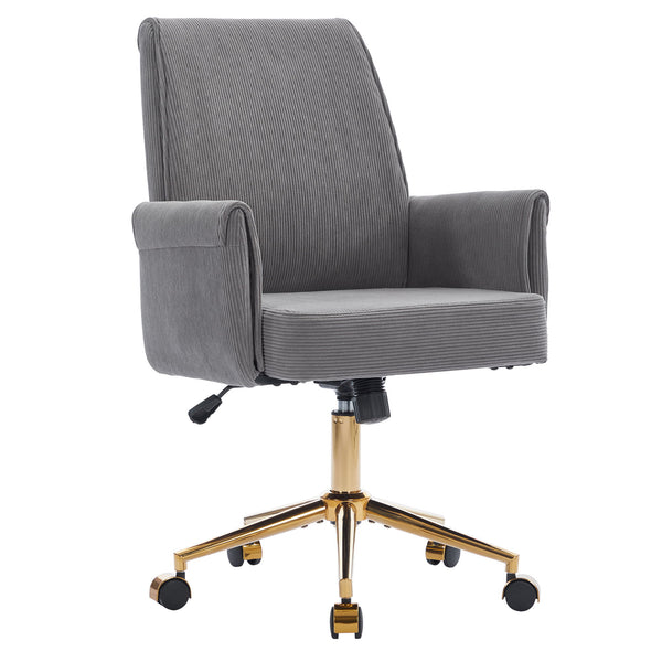 Ergonomic Mid-Back Office Chair With Striped Fabric - Gray