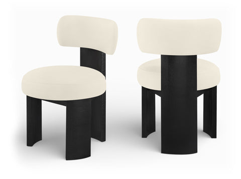 Atelier - Vegan Leather Upholstered Dining Chair (Set of 2) - Cream / Painted Black