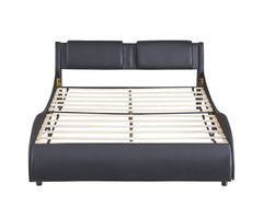 Upholstered Platform Bed With LED Light, Frame Slatted