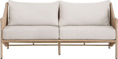 Coastline - Olefin Water Resistant Fabric And Wicker Outdoor Patio Loveseat - Beige