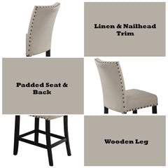 Nolan - Counter Height Chair (Set of 2) - Beige Linen & Salvage Dark Oak