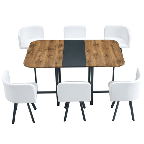 Modern Minimalist Marble Pattern Joinery Dining Table With Dining Chairs