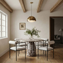 Axis - Linen Textured Beige Fabric Upholstered Dining Chair (Set of 2)