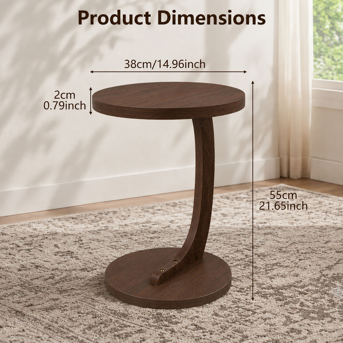 C - Shaped End Table With Sturdy Base