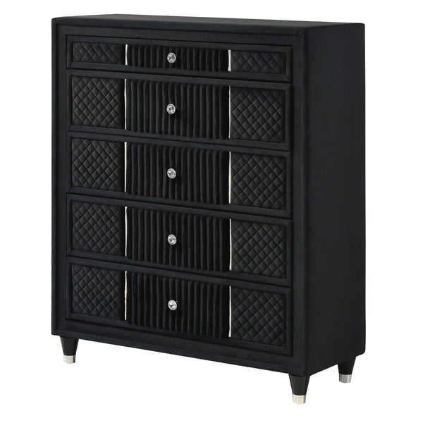 1 Piece Tall Chest Upholstery Textured - Black