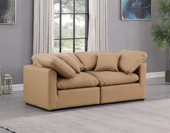 Indulge - Faux Leather 2 Piece Modular Sofa - Tan