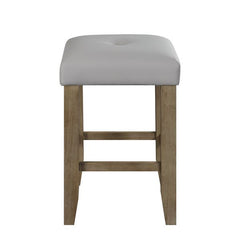 Charnell - Counter Height Stool (Set of 2) - Gray Synthetic Leather & Oak
