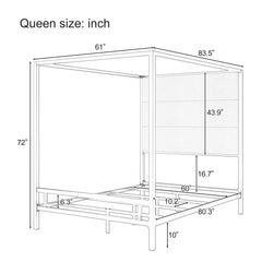 Modern Canopy Bed With Tall Upholstered Headboard