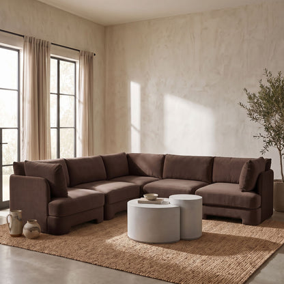 Hammond - Velvet Performance Fabric Upholstered 5 Piece Corner Sectional