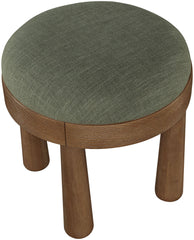 Larea - Linen Textured Fabric Upholstered Ottoman - Walnut Base