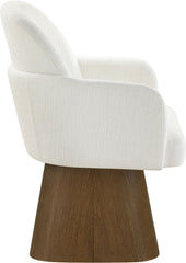 Marlowe - Linen Textured Fabric Upholstered Swivel Dining Arm Chair - Stained Brown