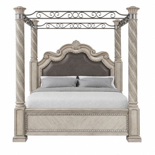 Panel Canopy King Bed - Gray