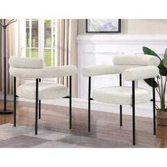 Kitchen Dining Chair With Armrest (Set of 2) - Black / Cream