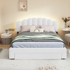 Upholstered Platform Bed With Drawer